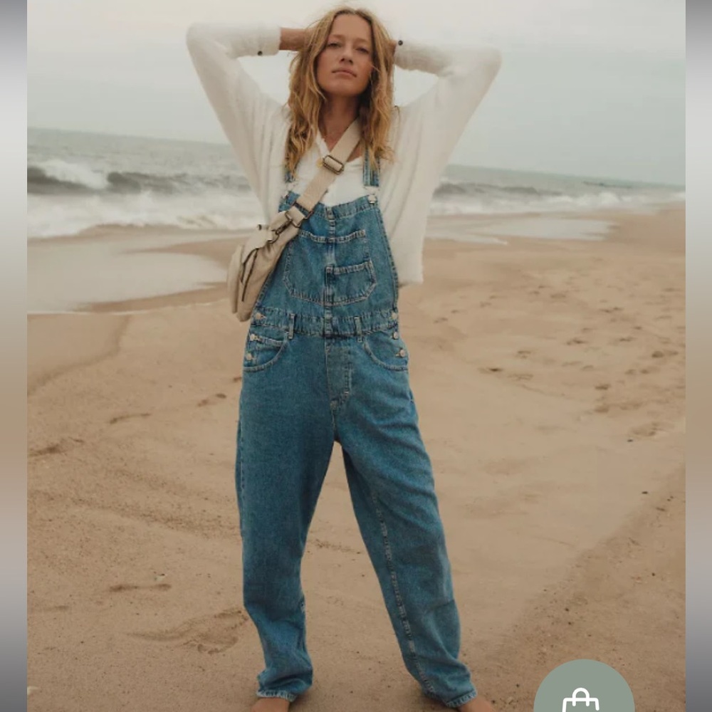 Free People Blue Denim Jumpsuit
